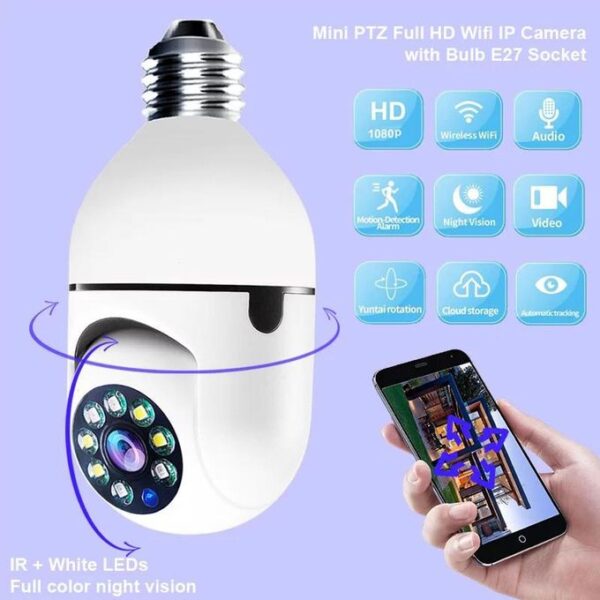 360 Mini Bulb PTZ Wifi Camera - Image 2